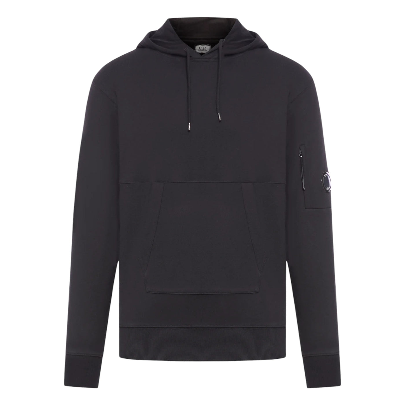 C.P. Company Diagonal Raised Fleece Pocket Lens Black Hoodie — C.P. Company