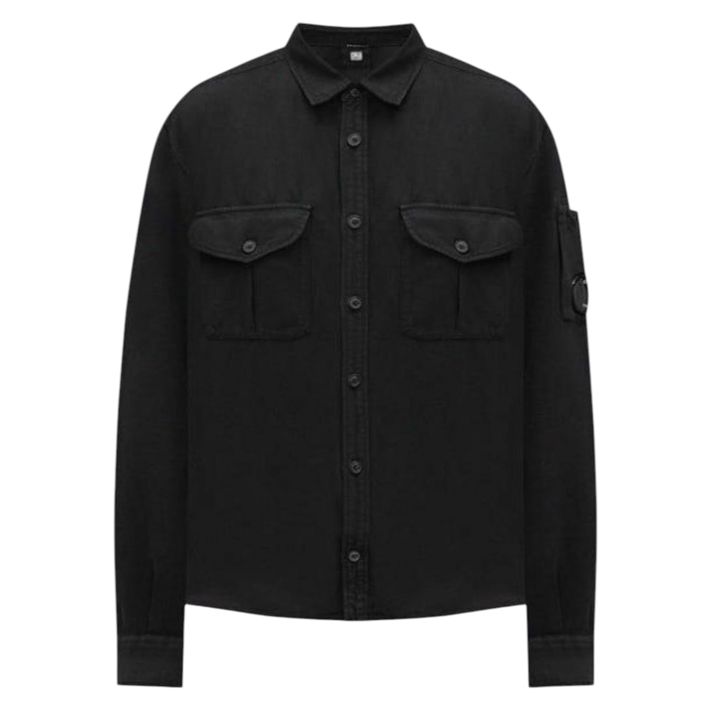 C.P. Company Cotton Long Sleeve Button Black Overshirt — C.P. Company