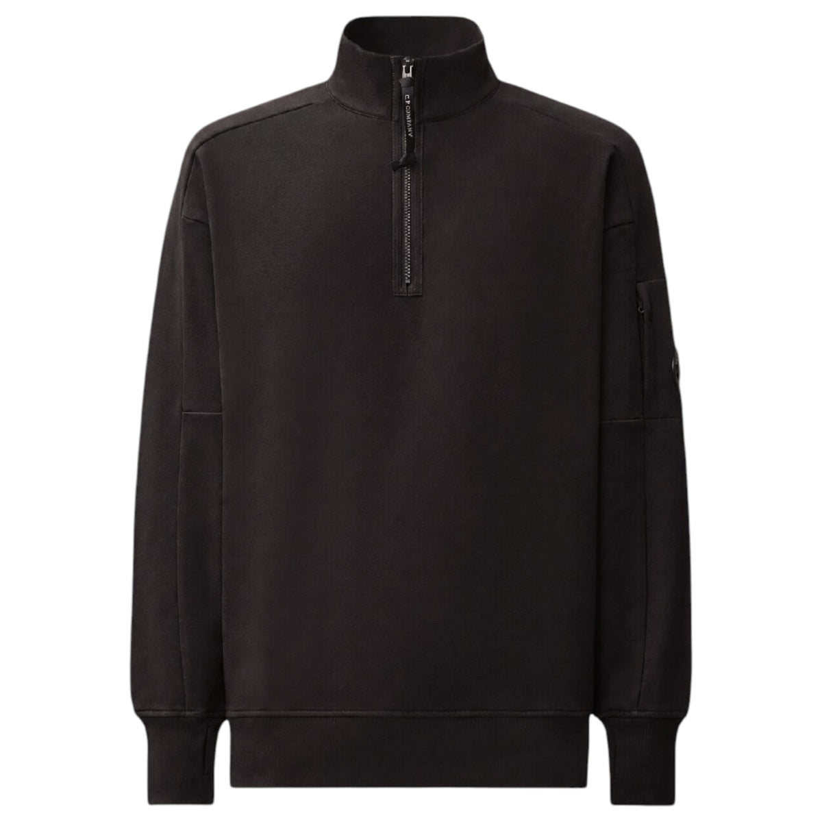 C.P. Company Diagonal Raised Fleece 1/4 Zip Black Sweatshirt — C.P. Company