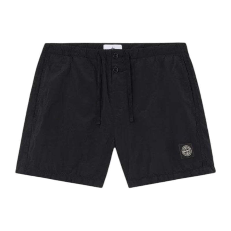 Stone Island Crinkled Nylon Black Swim Shorts Stone Island Crinkled Nylon Black Swim Shorts