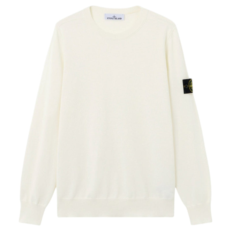 Stone Island Soft Organic Cotton Ribbed Neckline Ivory Sweatshirt Stone Island Soft Organic Cotton Ribbed Neckline Ivory Sweatshirt
