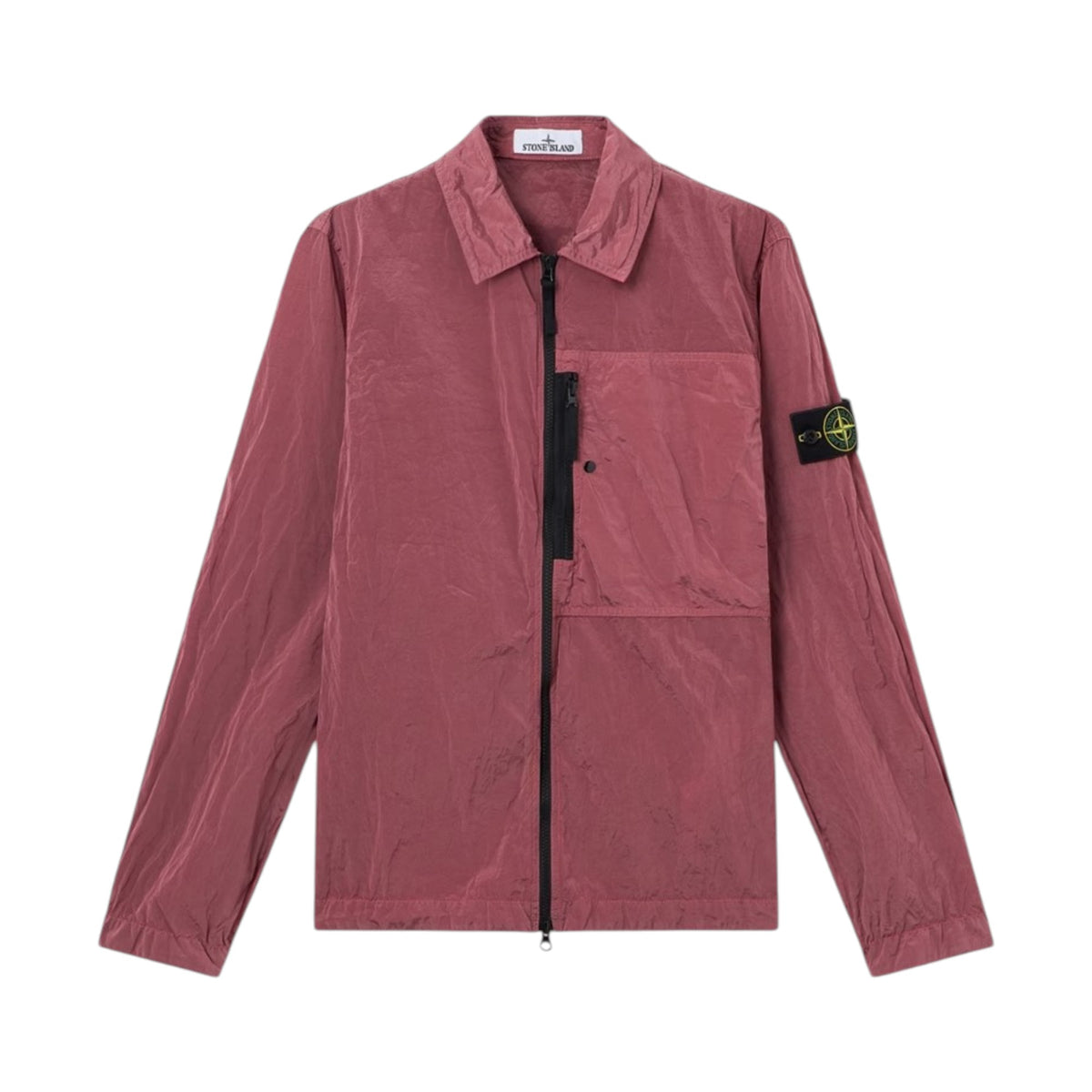 Stone Island Nylon Metal Zip-Up Geranium Pink Overshirt — Stone Island