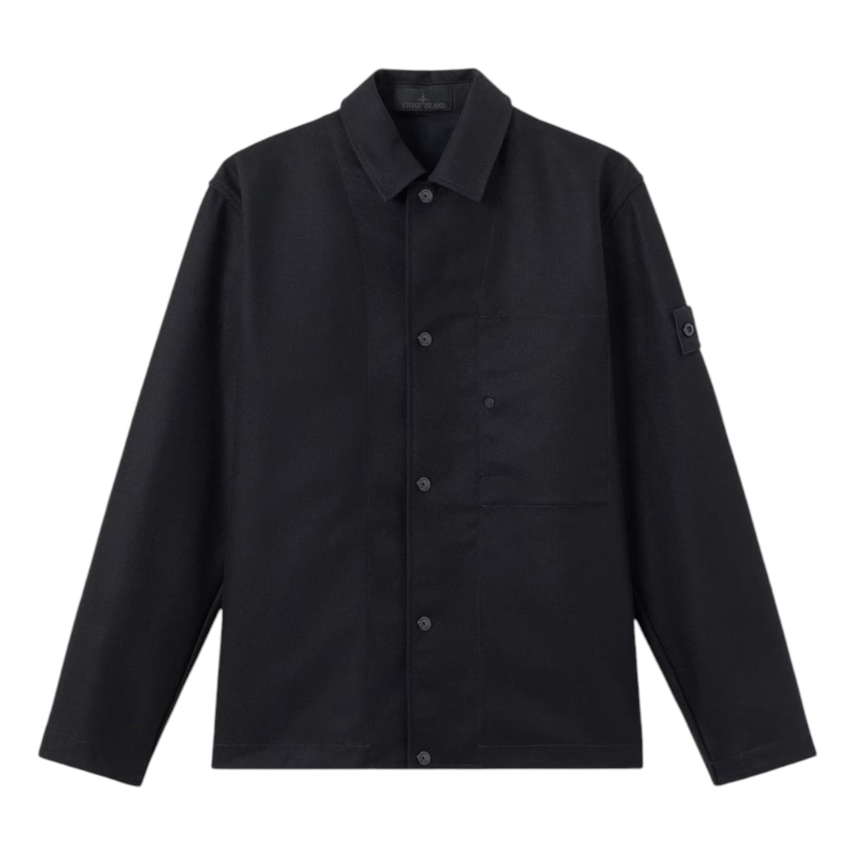 Stone Island Nylon Wool Flannel Ghost Black Overshirt — Stone Island