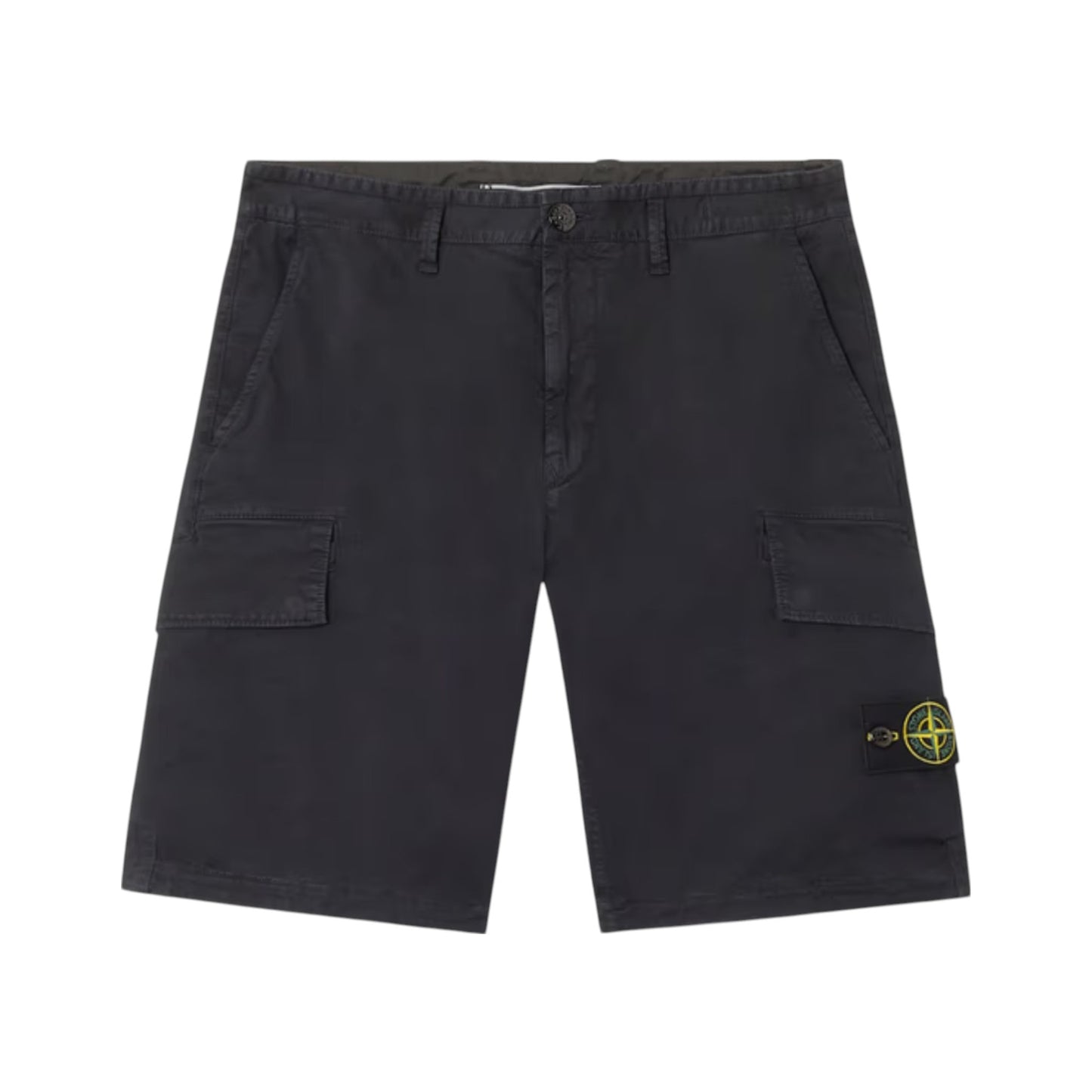 Stone Island Stretch Organic Twill Cotton 'Old' Effect Navy Cargo Shorts