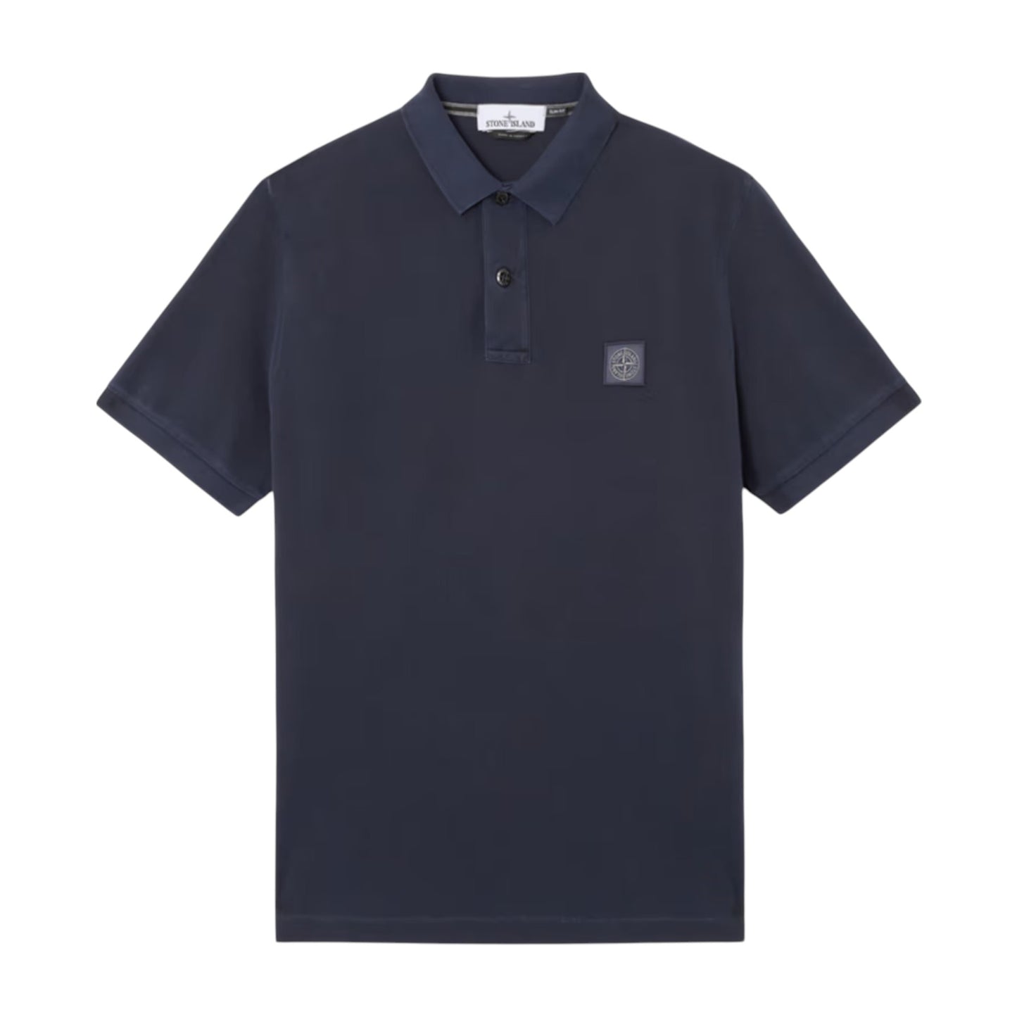Stone Island Organic Cotton Elastane Pique Navy Polo Shirt
