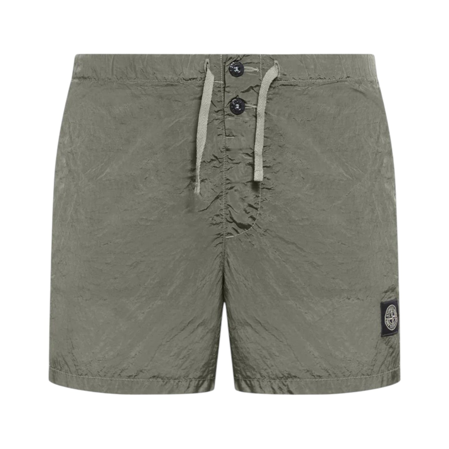 Stone Island Crinkled Nylon Green Swim Shorts