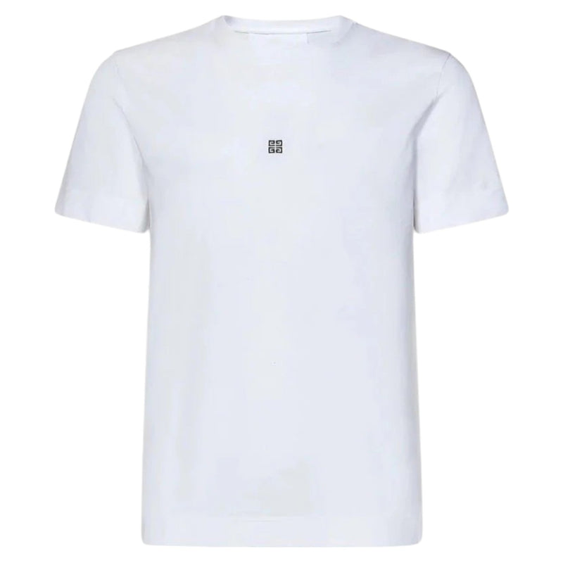 GIVENCHY, 4G Logo-Embroidered White Cotton T-Shirt Givenchy 4G Logo Embroidered White T-Shirt
