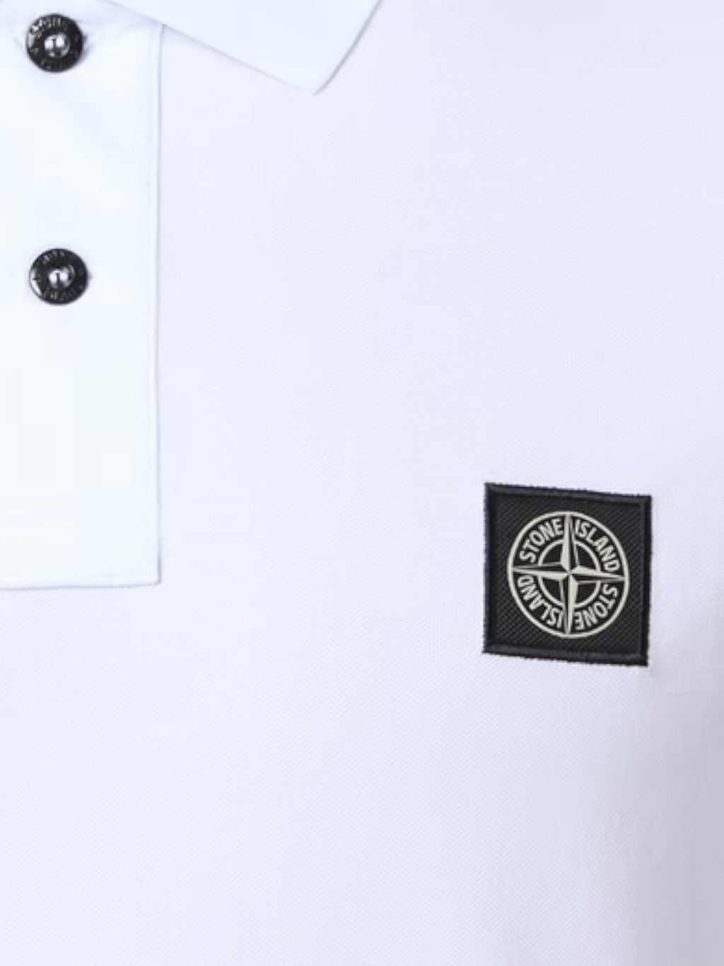 Stone Island, Slim Fit White Polo Shirt with Compass Patch