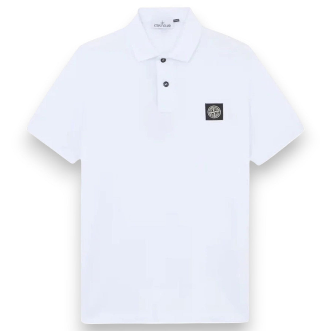 Stone Island, Slim Fit White Polo Shirt with Compass Patch — Stone Island