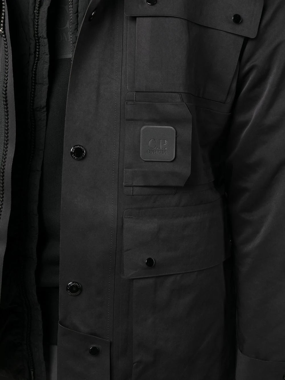 C.P. Company Cargo Pocket Black Hooded Jacket