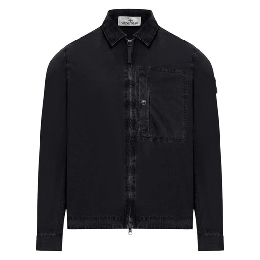 Stone Island Organic Cotton Canvas Black Overshirt