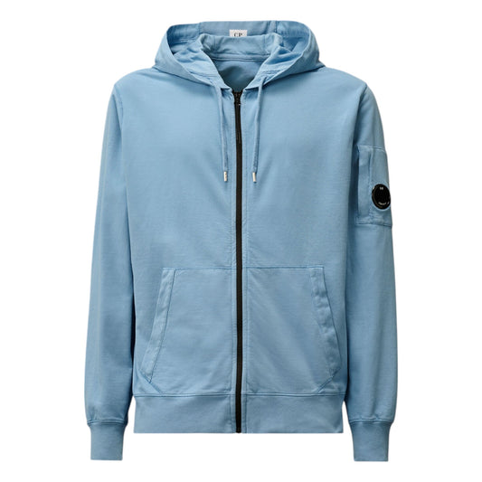 C.P. Company Light Fleece Lens Blue Zip-Up Hoodie