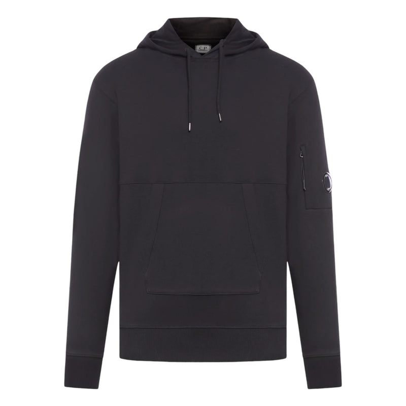 C.P. Company Diagonal Raised Fleece Pocket Lens Black Hoodie C.P. Company Diagonal Raised Fleece Pocket Lens Black Hoodie