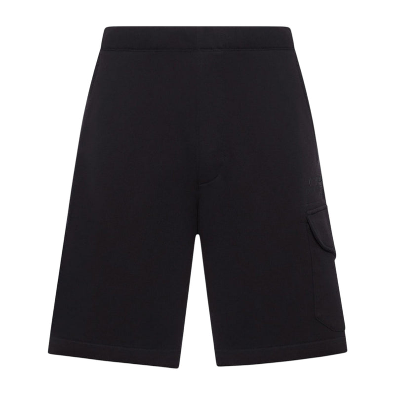 C.P. Company Diagonal Raised Embroidered Logo Black Shorts