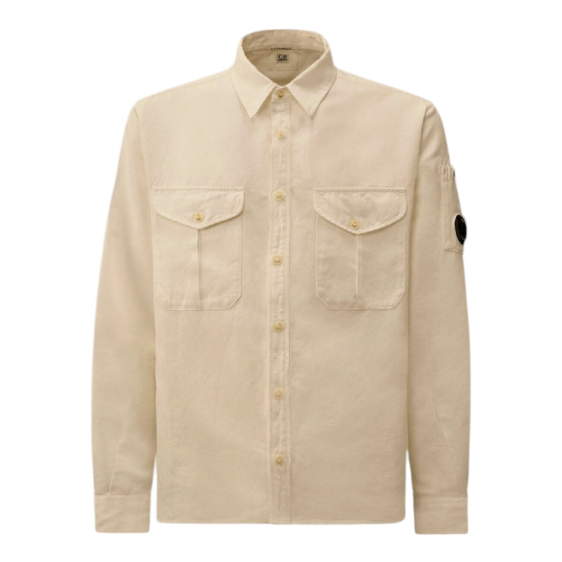 C.P. Company Cotton Long Sleeve Button Gauze White Overshirt C.P. Company Cotton Long Sleeve Button Gauze White Overshirt