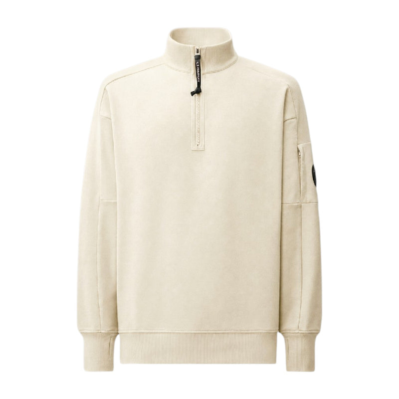 C.P. Company Diagonal Raised Fleece 1/4 Zip Silver Birch Sweatshirt C.P. Company Diagonal Raised Fleece 1/4 Zip Silver Birch Sweatshirt