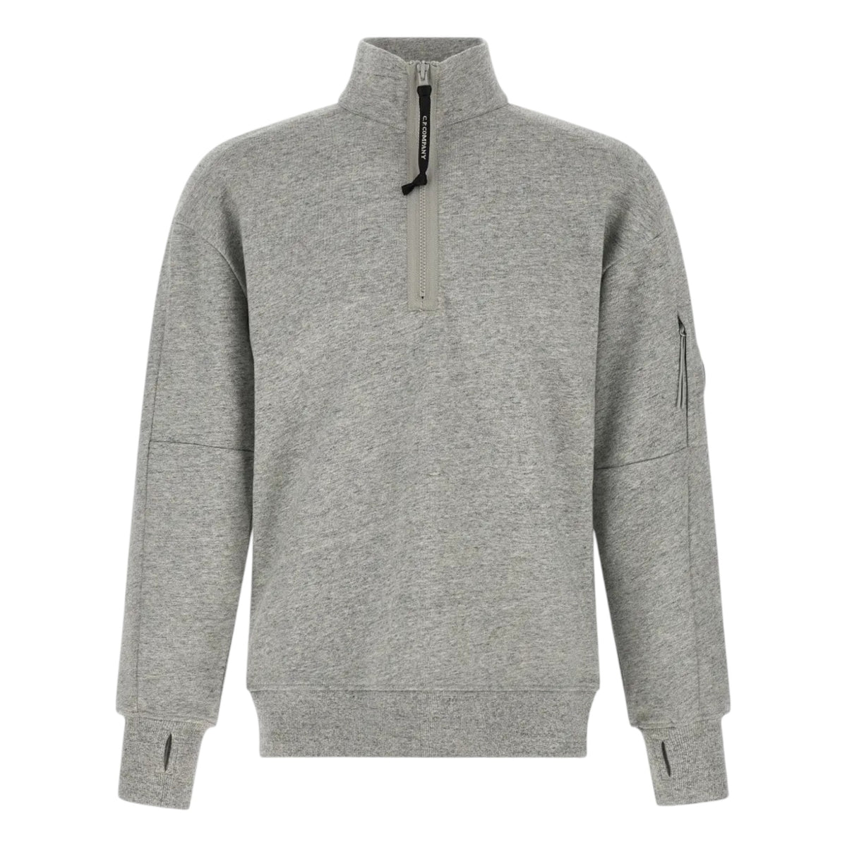 C.P. Company Diagonal Raised Fleece 1/4 Zip Grey Sweatshirt — C.P. Company
