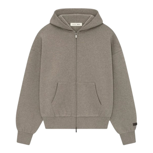 Essentials Heather Stone Zip-Up Hoodie