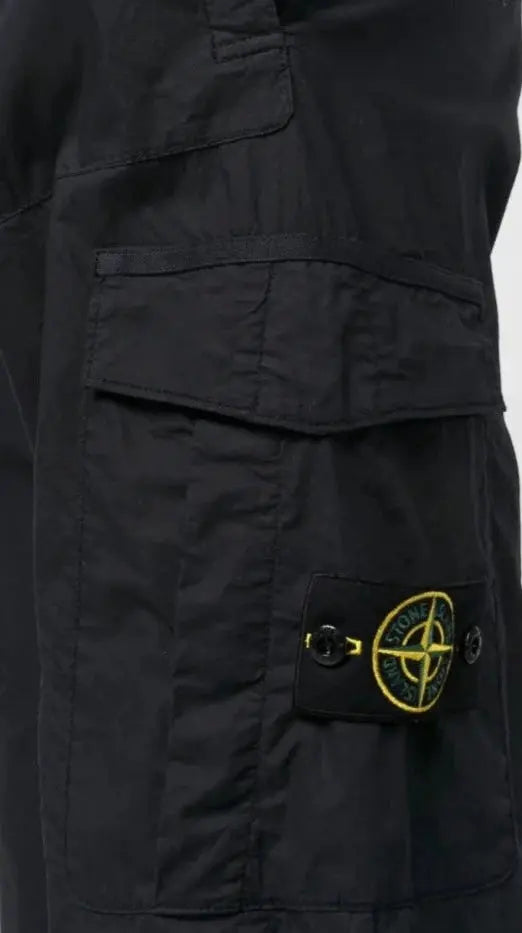 Stone Island Compass-Logo Navy Cotton Cargo Trousers - flizzone