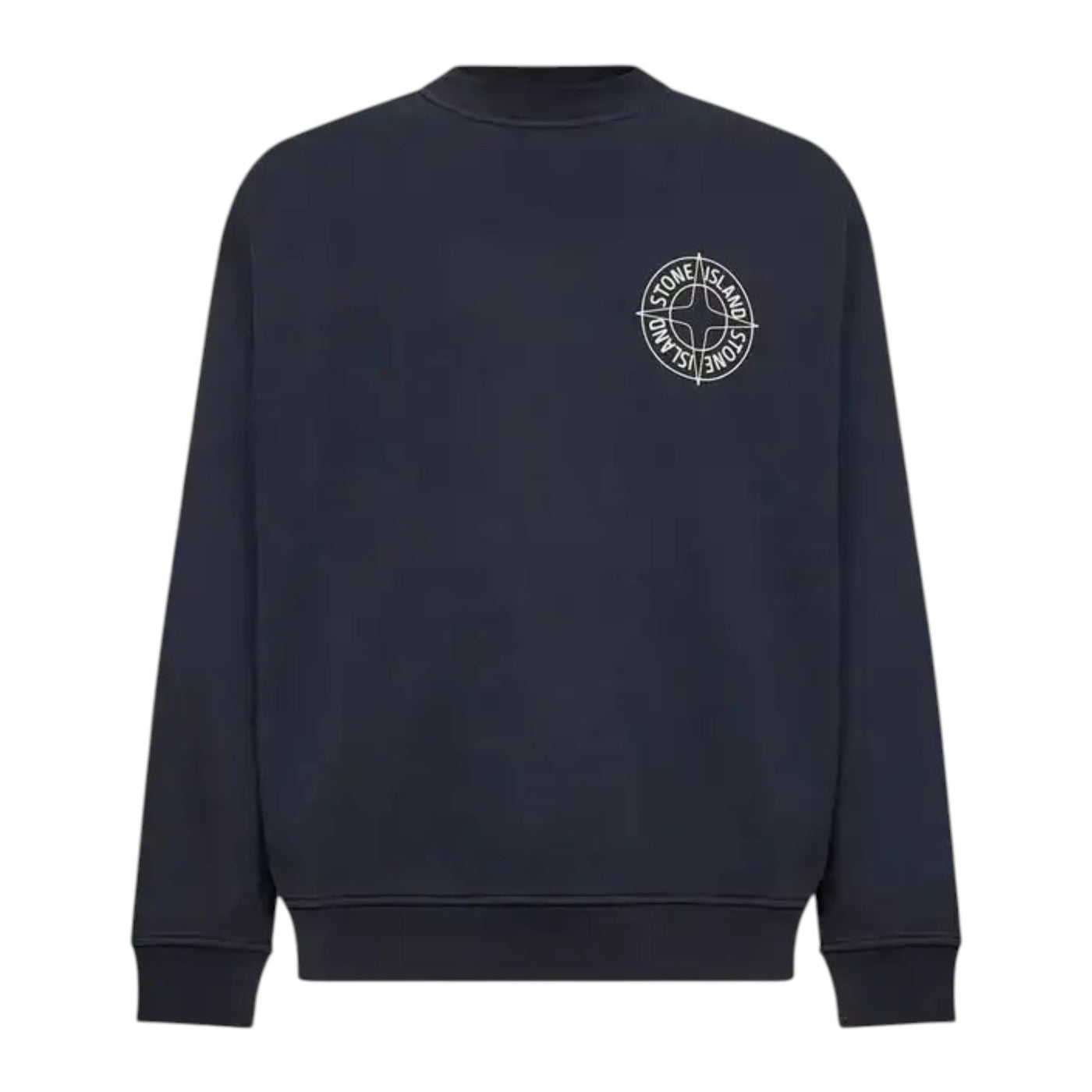 Stone Island Cotton Fleece Compass Logo Print Navy Sweatshirt — Stone Island