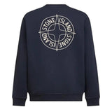 Stone Island Cotton Fleece Compass Logo Print Navy Sweatshirt