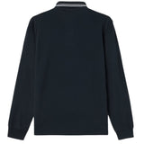 Stone Island Organic Cotton Pique Long Sleeve Navy Polo Shirt