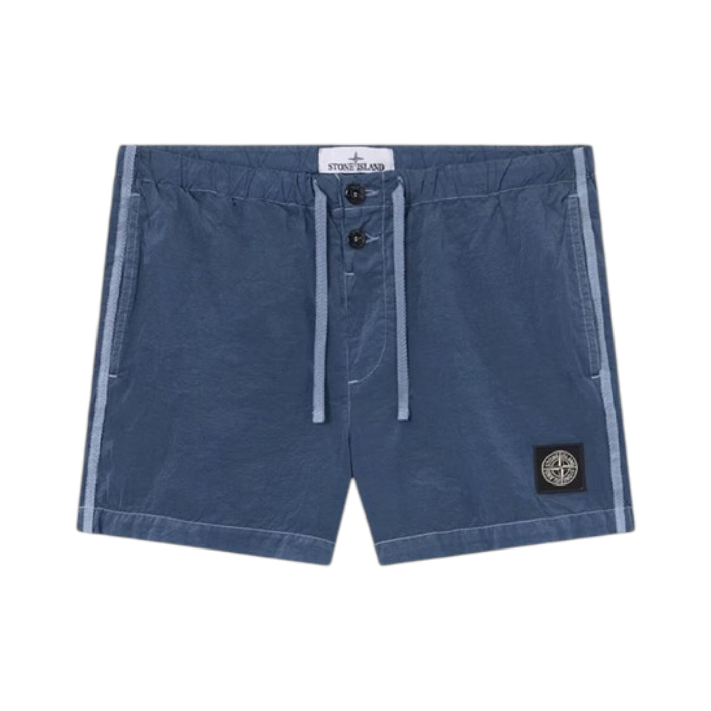Stone Island Crinkled Nylon Slate Blue Swim Shorts — Stone Island