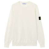 Stone Island Soft Organic Cotton Ribbed Neckline Ivory Sweatshirt