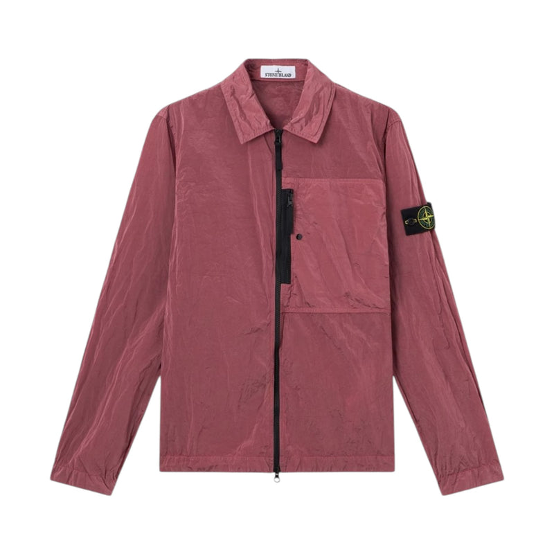 Stone Island Nylon Metal Zip-Up Geranium Pink Overshirt Stone Island Nylon Metal Zip-Up Geranium Pink Overshirt
