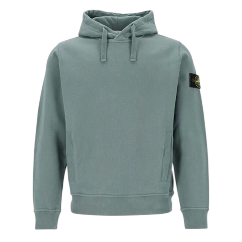 Stone Island Brushed Organic Cotton Green Hoodie Stone Island Brushed Organic Cotton Green Hoodie