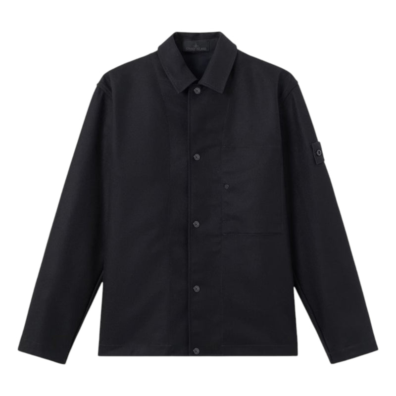 Stone Island Nylon Wool Flannel Ghost Black Overshirt Stone Island Nylon Wool Flannel Ghost Black Overshirt