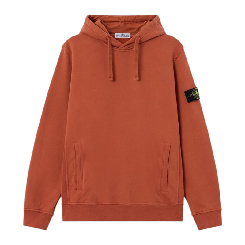 Stone Island Brushed Organic Cotton Brick Red Hoodie Stone Island Brushed Organic Cotton Brick Red Hoodie