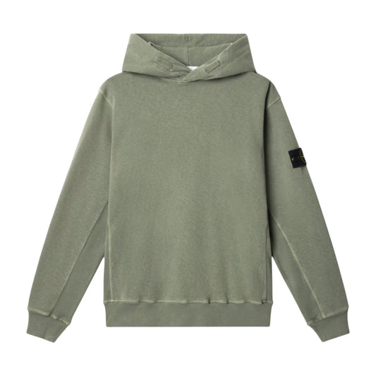 Stone Island Malfile Fleece 'Old' Effect Musk Green Hoodie