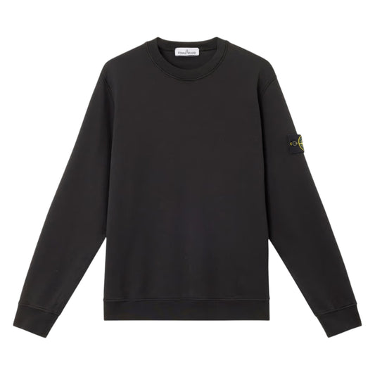 Stone Island Organic Cotton Fleece Black Sweatshirt