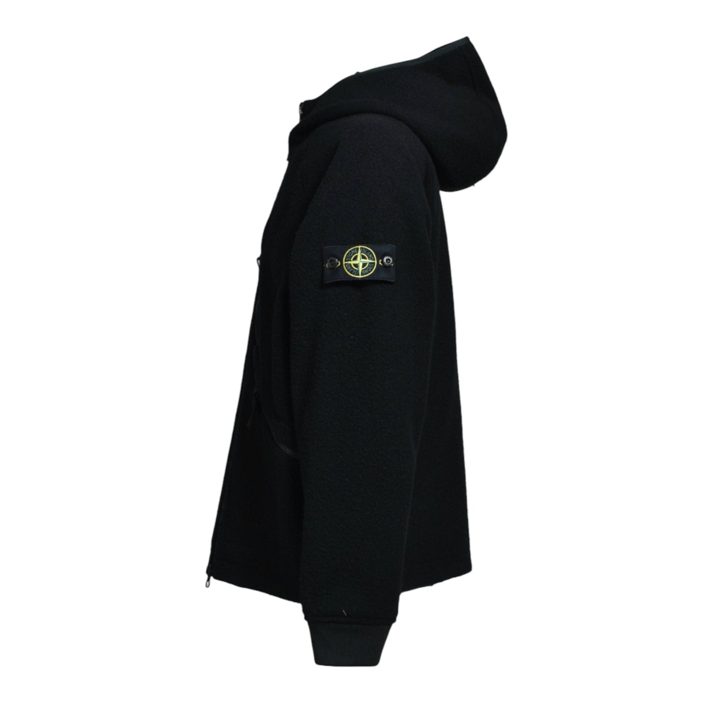 Stone Island Virgin Wool And Nylon Black Ratinated Jacket