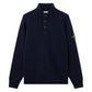 Stone Island Lambswool 1/4 Zip Buttoned Navy Sweatshirt