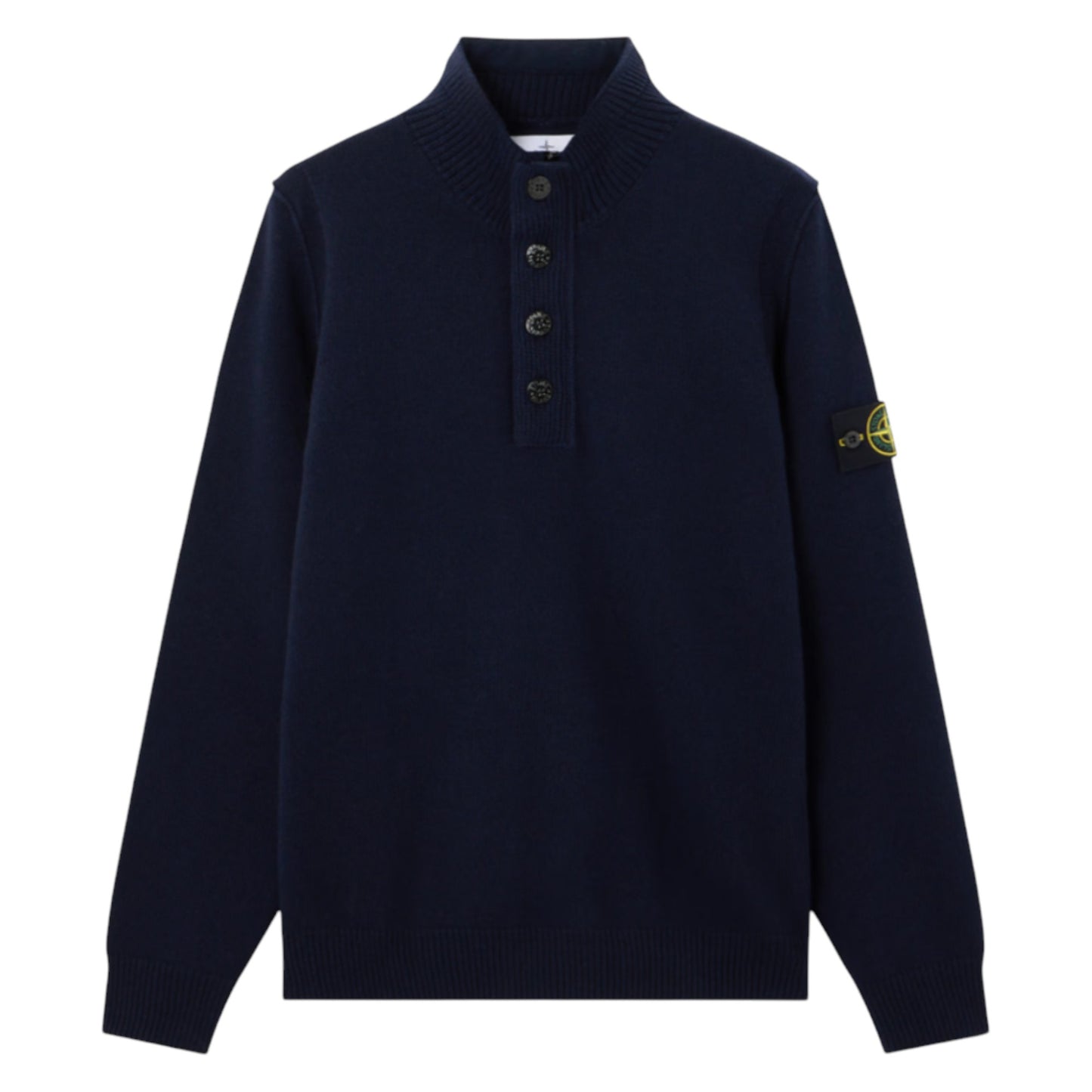 Stone Island Lambswool 1/4 Zip Buttoned Navy Sweatshirt