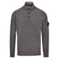 Stone Island Lambswool 1/4 Zip Buttoned Cement Melange Grey Sweatshirt