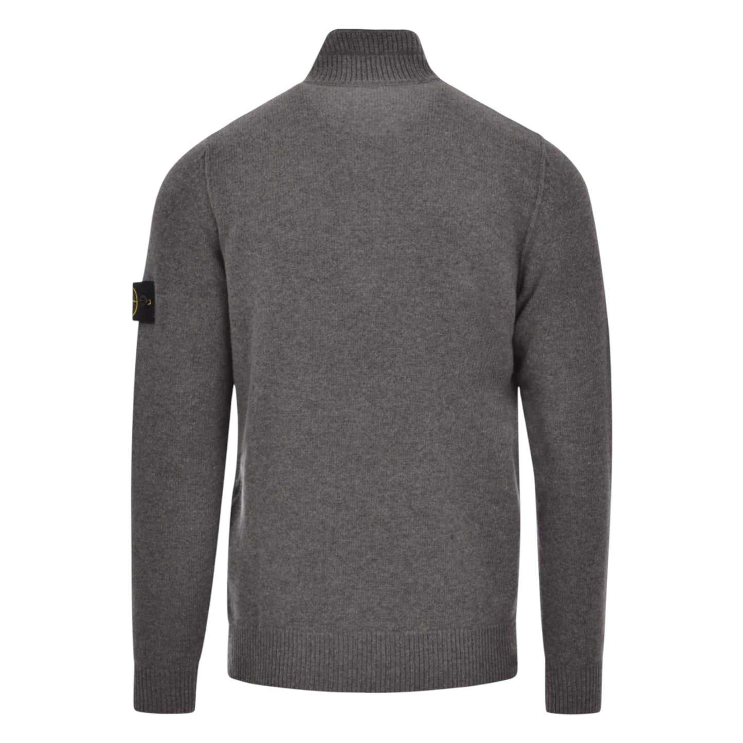 Stone Island Lambswool 1/4 Zip Buttoned Cement Melange Grey Sweatshirt