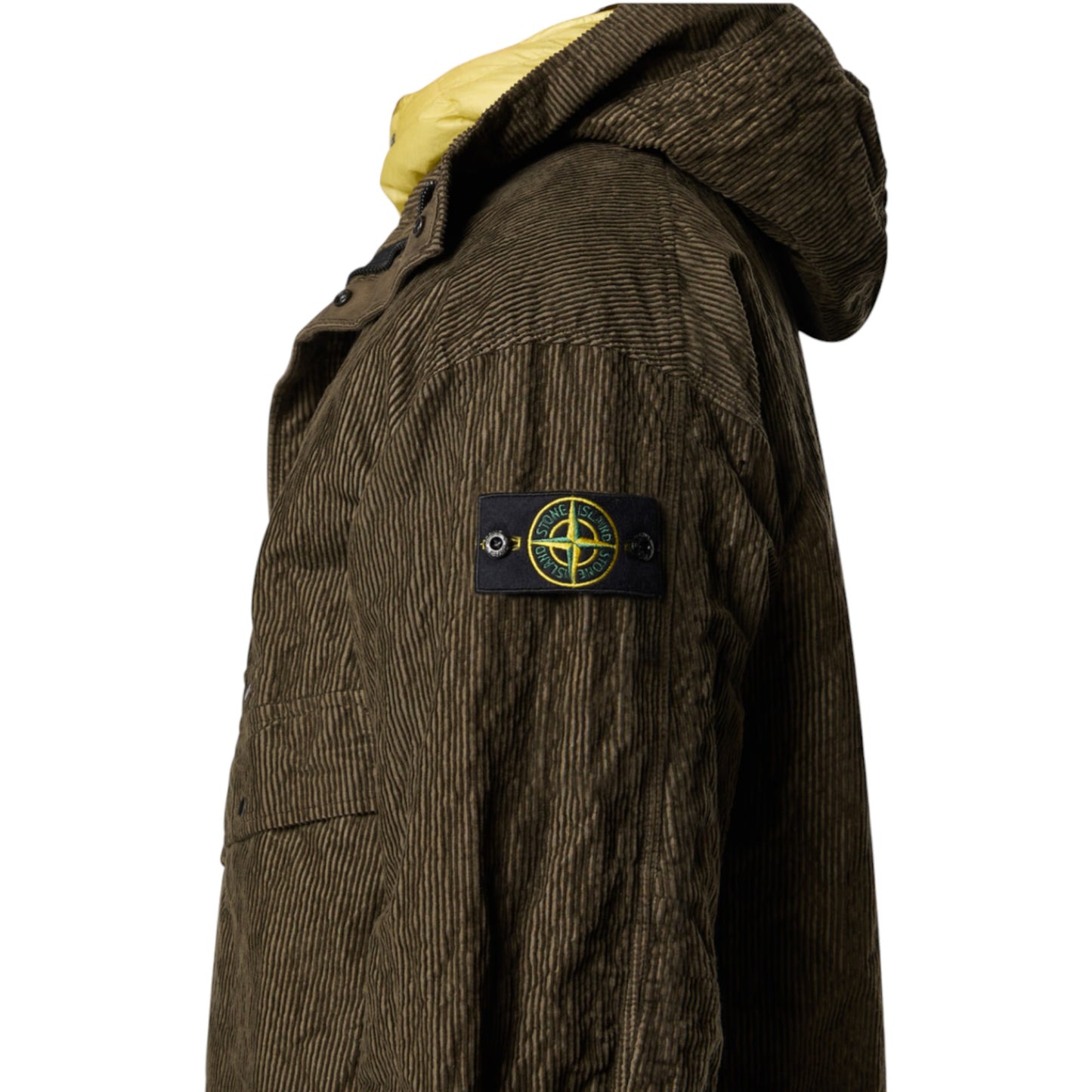 Stone Island Wrinkled Corduroy 500-TC Military Green Parka Jacket