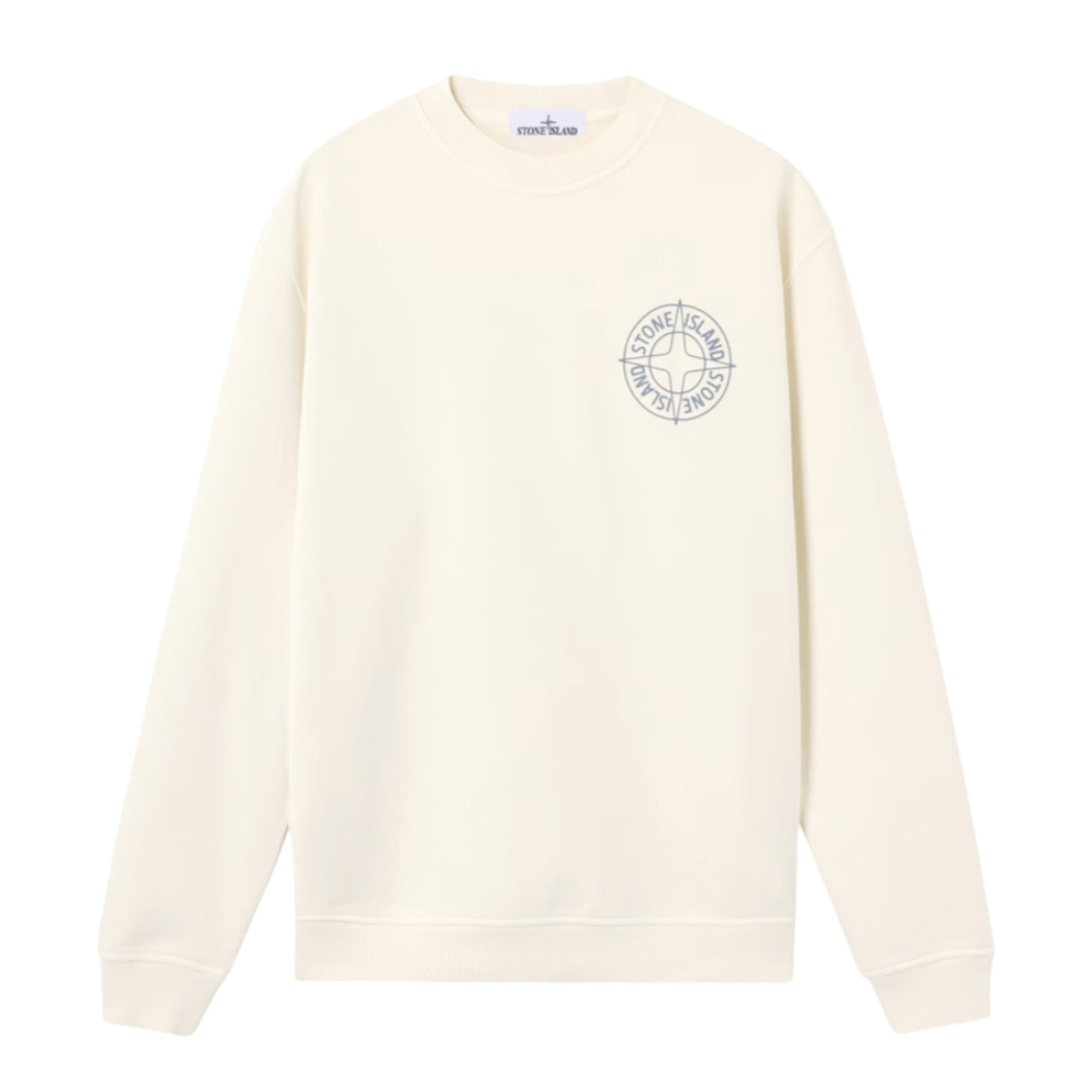 Stone Island Cotton Fleece Compass Logo Print Ivory Sweatshirt — Stone Island