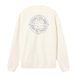 Stone Island Cotton Fleece Compass Logo Print Ivory Sweatshirt