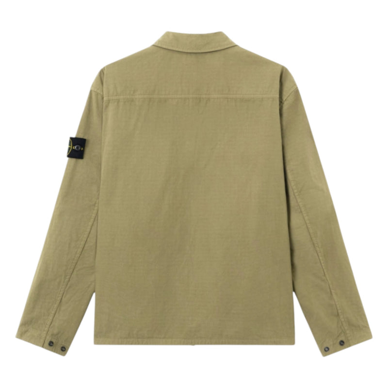 Stone Island Mercerised Organic Cotton Military Green Overshirt