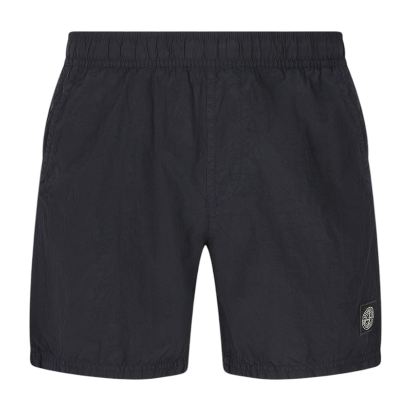 Stone Island Crinkled Nylon Black Swim Shorts