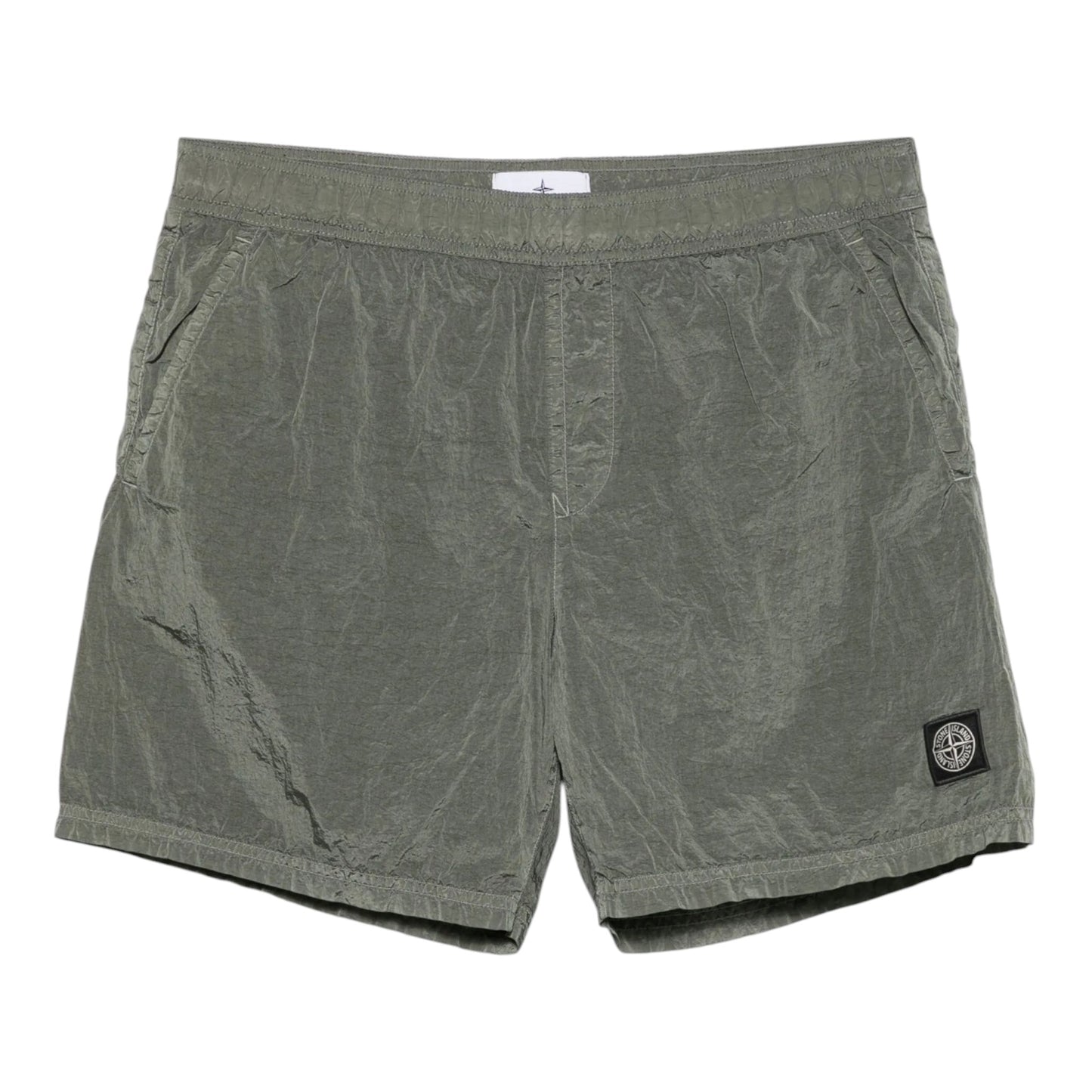 Stone Island Crinkled Nylon Green Swim Shorts