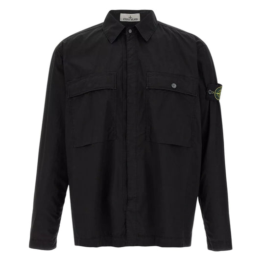 Stone Island Stretch Cotton Paracadute Black Overshirt