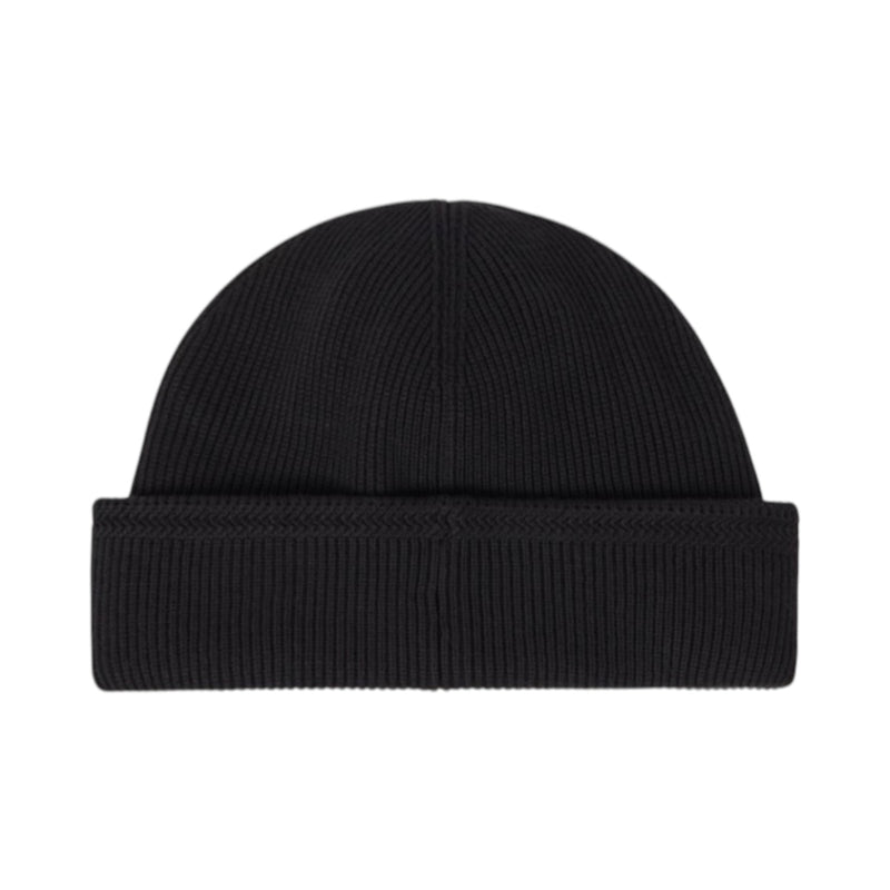 Stone Island Ribbed Organic Cotton Black Beanie Hat