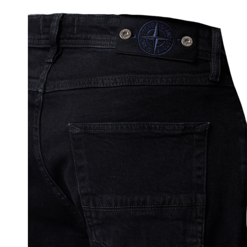 Stone Island Stretch Black Denim Rinsed Jeans