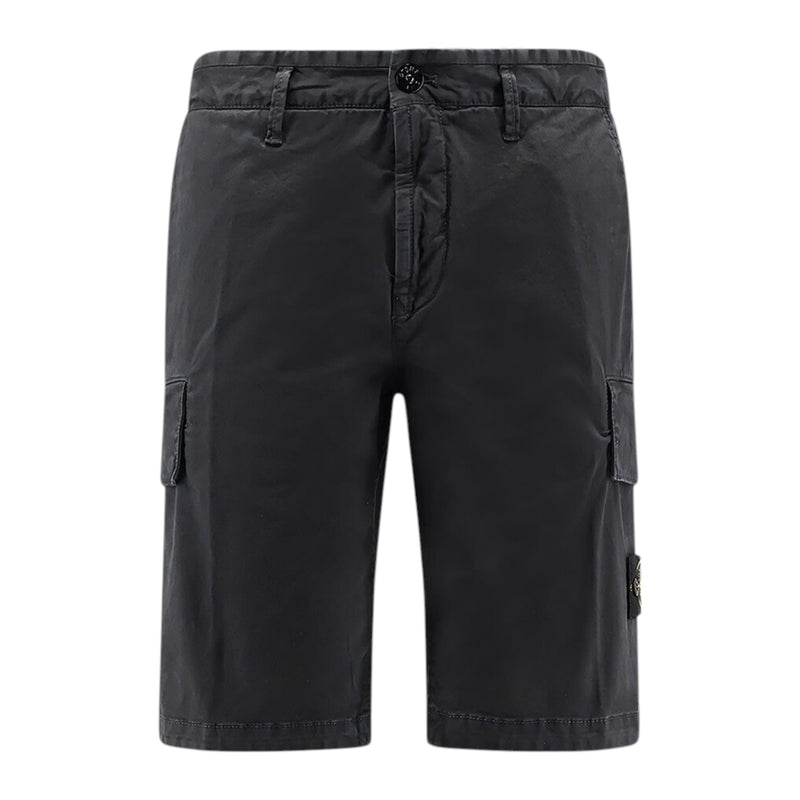 Stone Island Organic Cotton Black Cargo Shorts