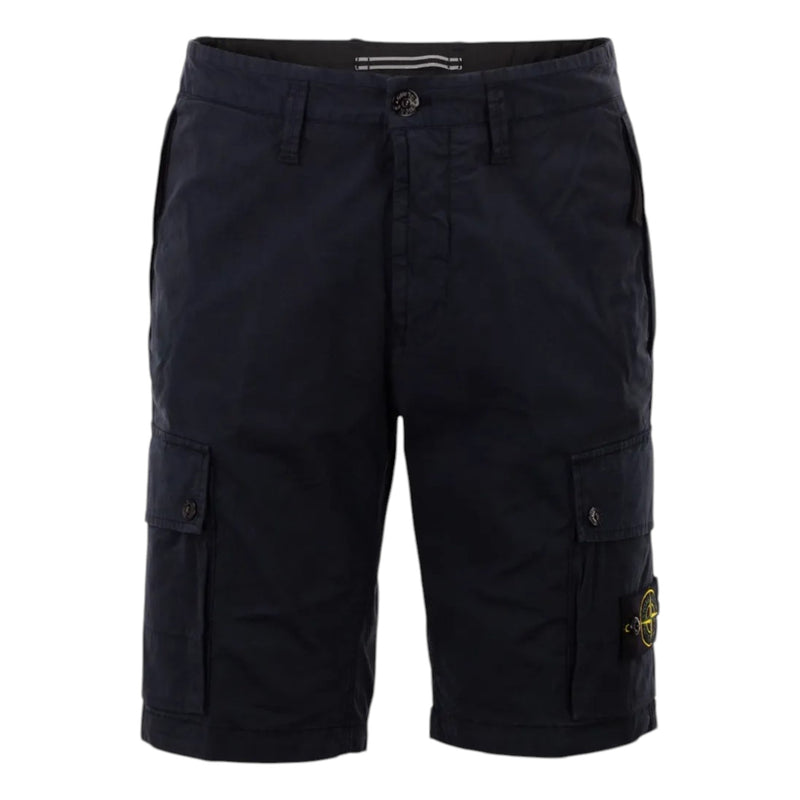 Stone Island Stretch Twill Navy Cargo Bermuda Shorts